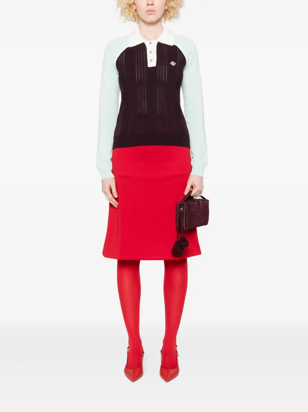 Casablanca Polotop met colourblocking - Rood