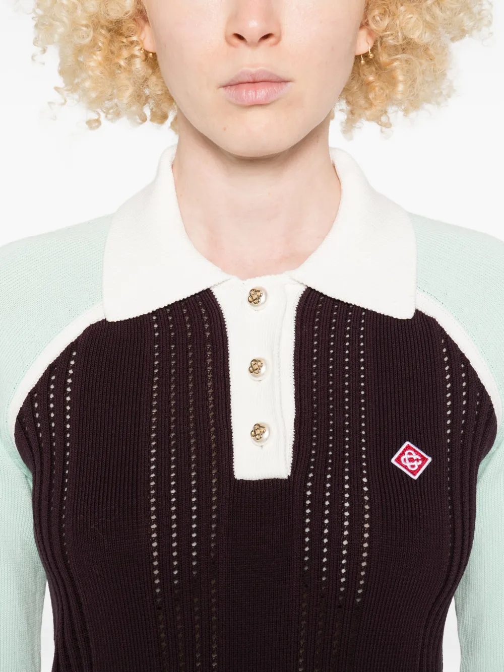 Casablanca Colourblock Polo Top In Multi