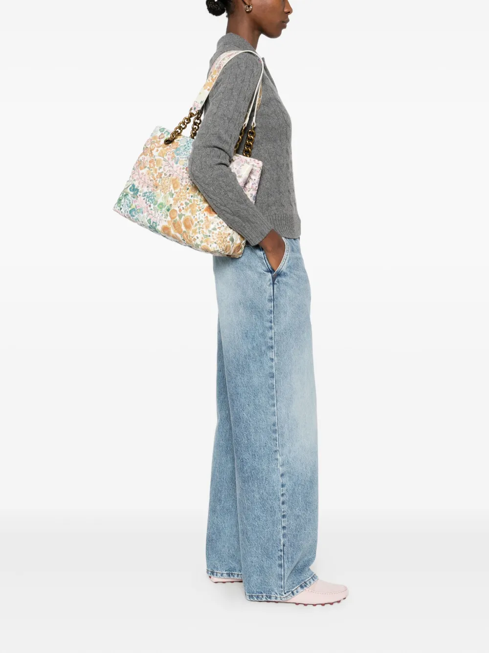 Kurt Geiger London quilted floral shoulder bag - Groen