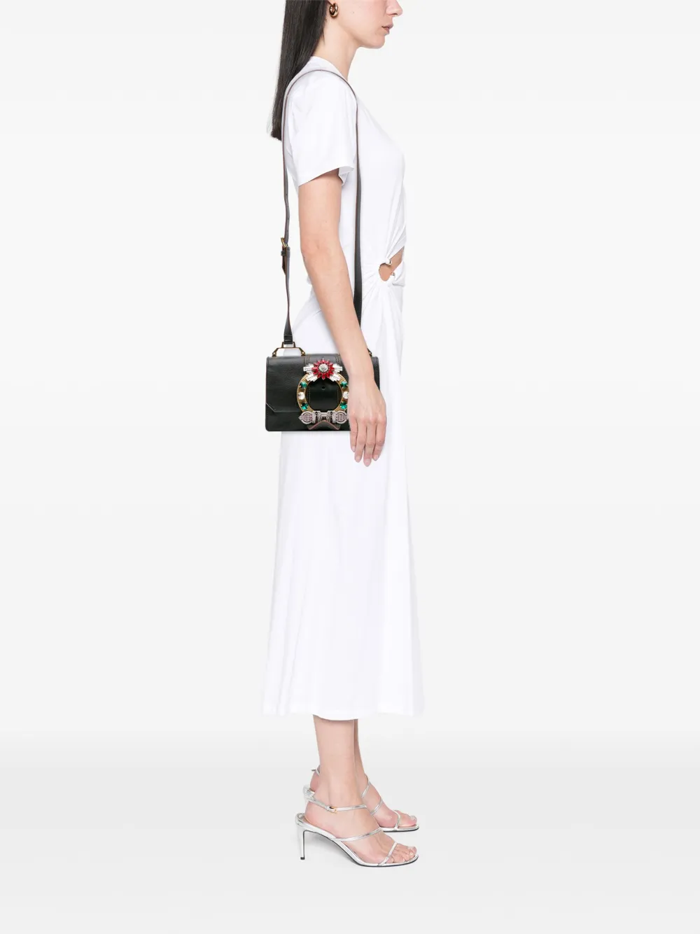 Miu Miu Pre-Owned 2010-2025 Goatskin Madras Soft Calf Crystal Embellished crossbody bag | Pre-Owned | Image 2