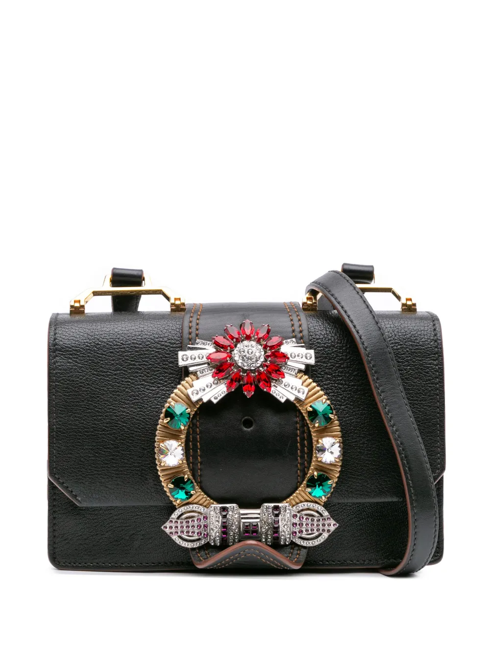 Miu Miu Pre-Owned 2010-2025 Goatskin Madras Soft Calf Crystal Miu Miu Pre-Owned 2010-2025 Goatskin Madras Soft Calf Crystal