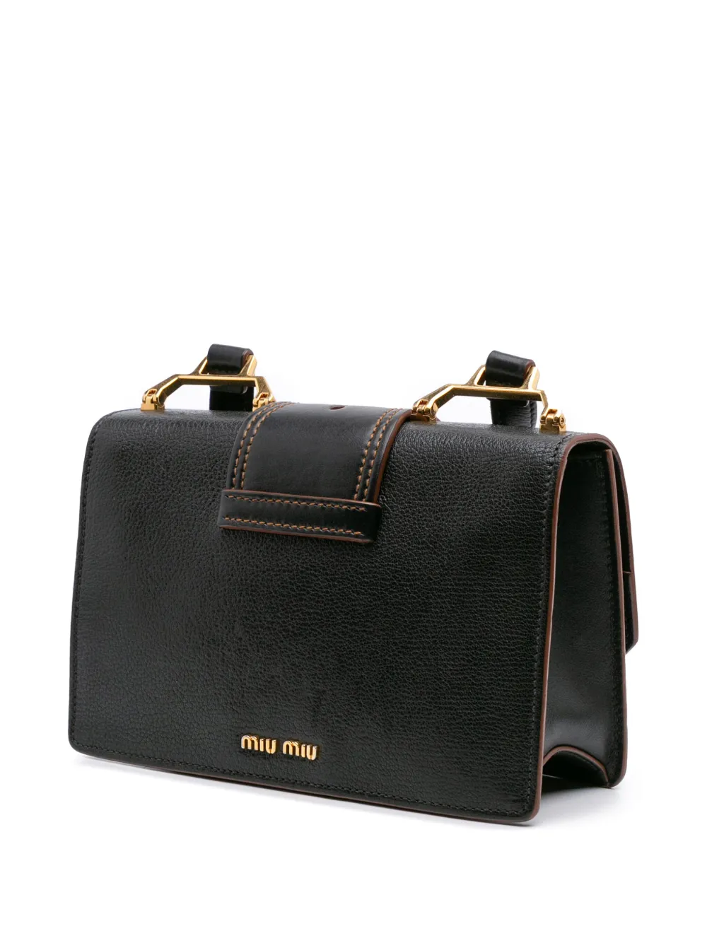 Pre-owned Miu Miu 2010-2025 Goatskin Madras Soft Calf Crystal Embellished Crossbody Bag In Black