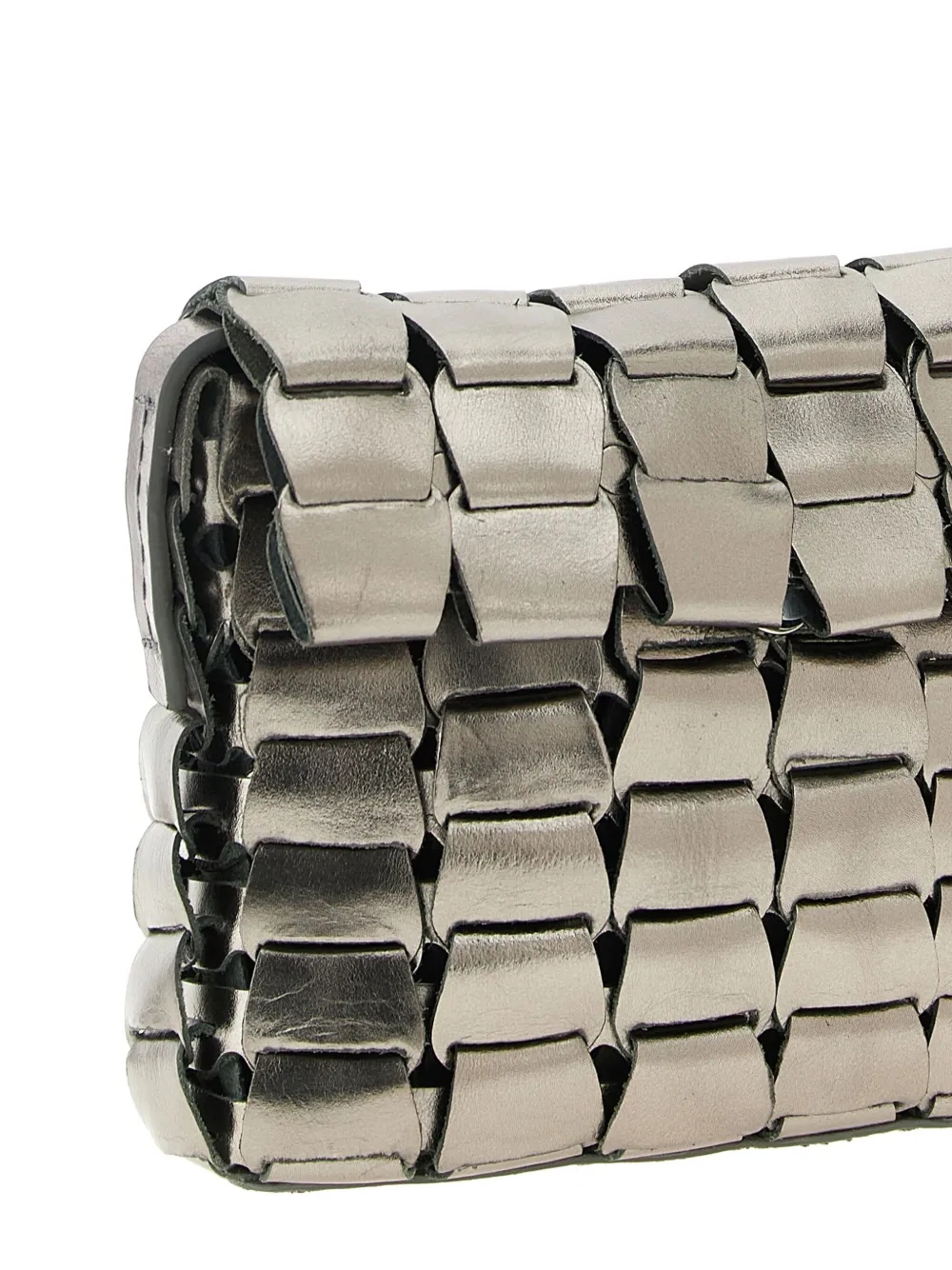 Dragon Diffusion Interwoven Metallic Link Crossbody Bag In Silver