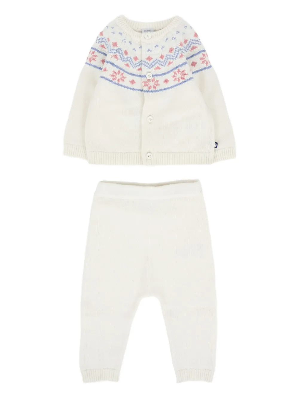 Petit Bateau Fair Isle-pattern Trousers Set In Neutral