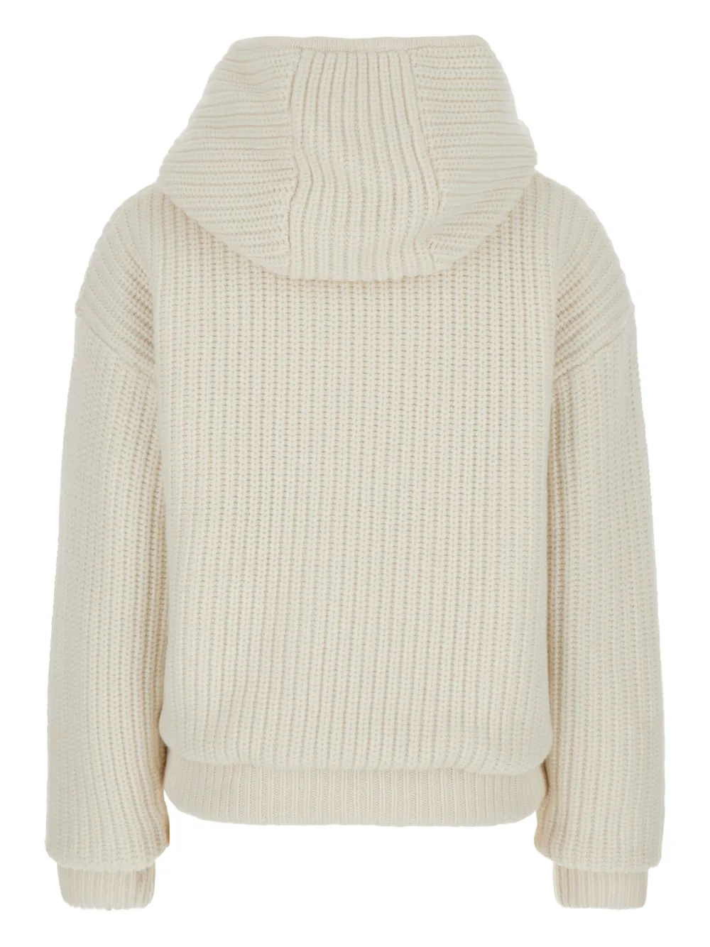P.a.r.o.s.h Ribbed-knit Hooded Jacket In Neutral
