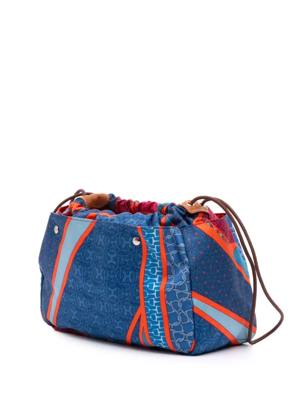 Pre-owned Hermes 2014 Silk Carre En Cravates Fourbi 25 Bag Insert Pouch In Blue