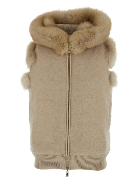Suprema hooded fur-panel vest