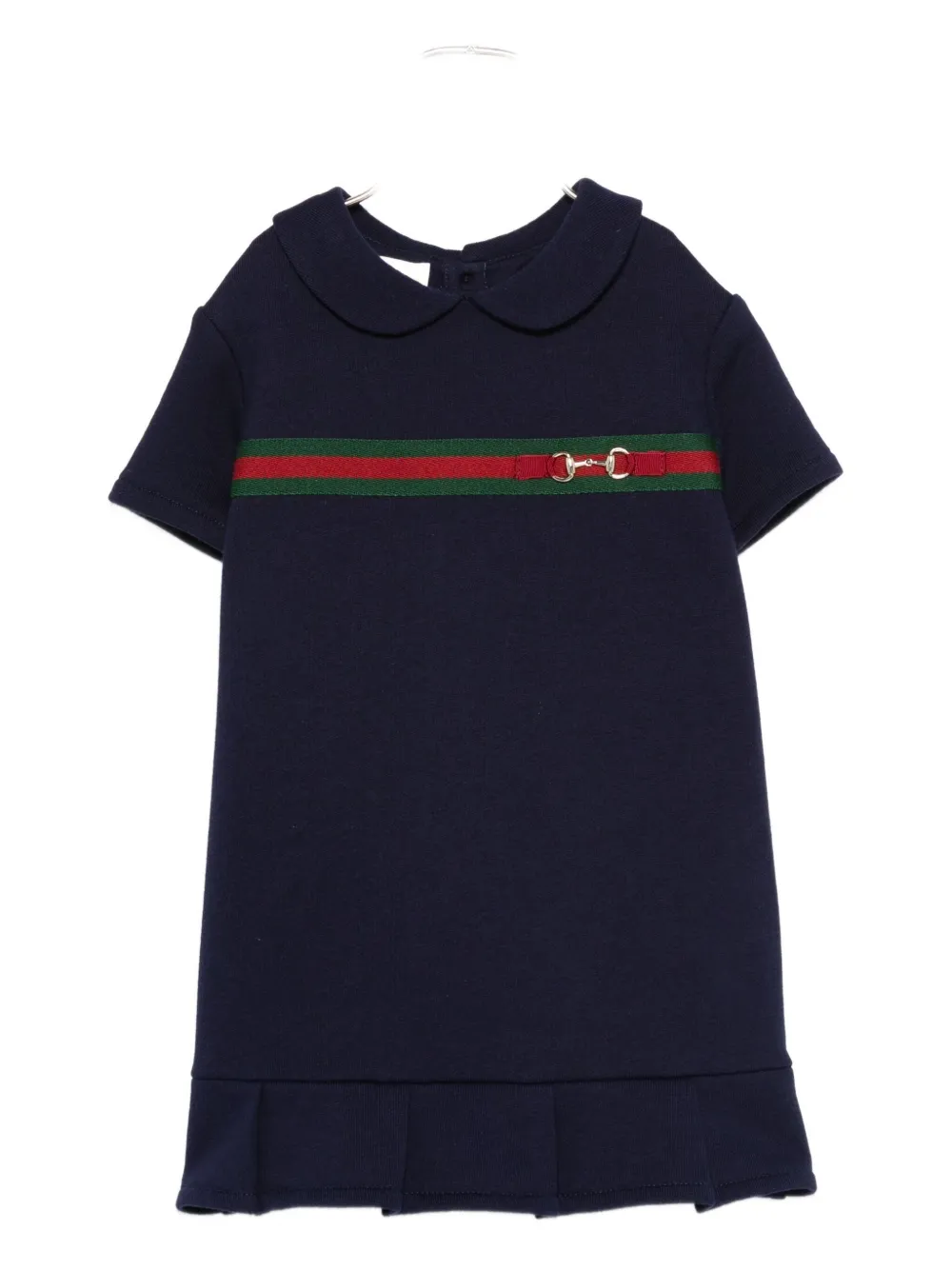 Gucci Web Stripe Ruffled Dress In Blue