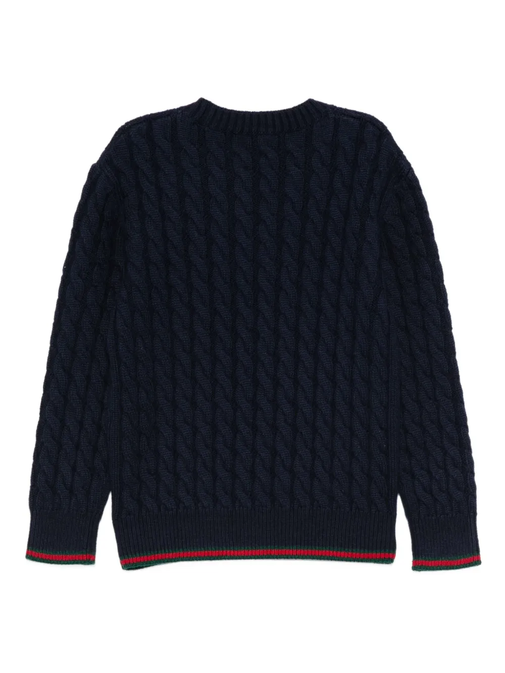 Gucci Kids cable-knit ribbed-trim sweater Blauw