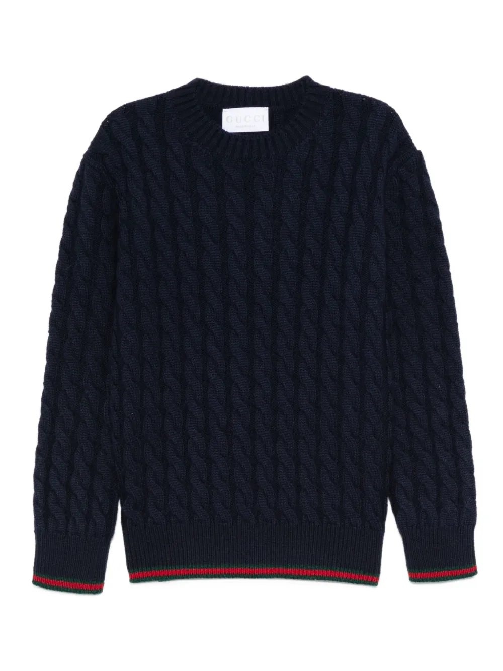 Gucci Kids cable-knit ribbed-trim sweater - ブルー Gucci Kids cable-knit ribbed-trim sweater - ブルー