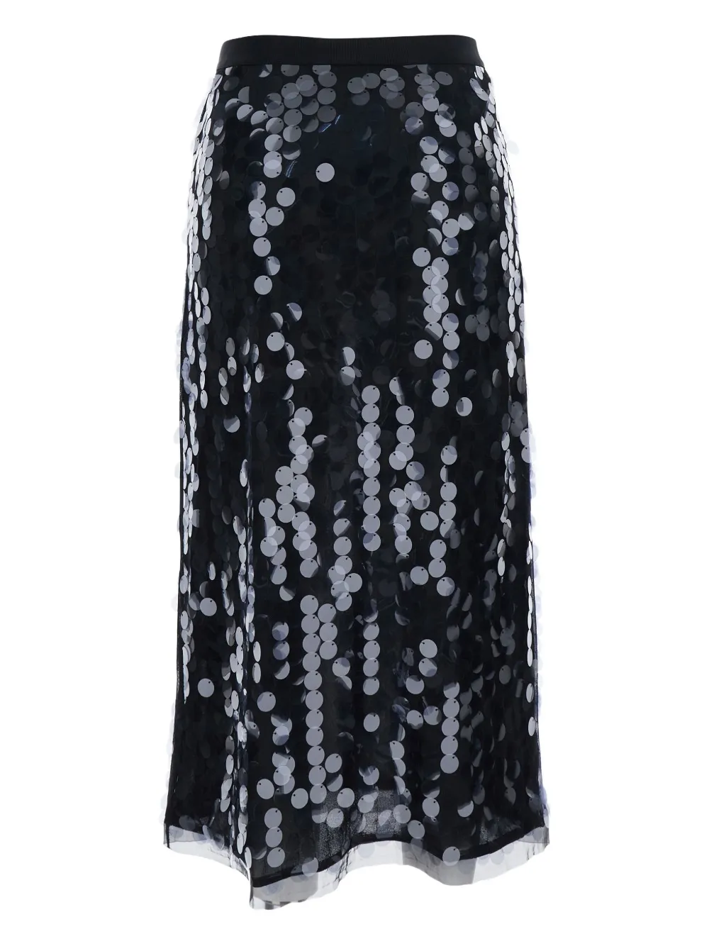 Semicouture Black Skirt With All-over Sequins In Tech Fabric Woman In Black