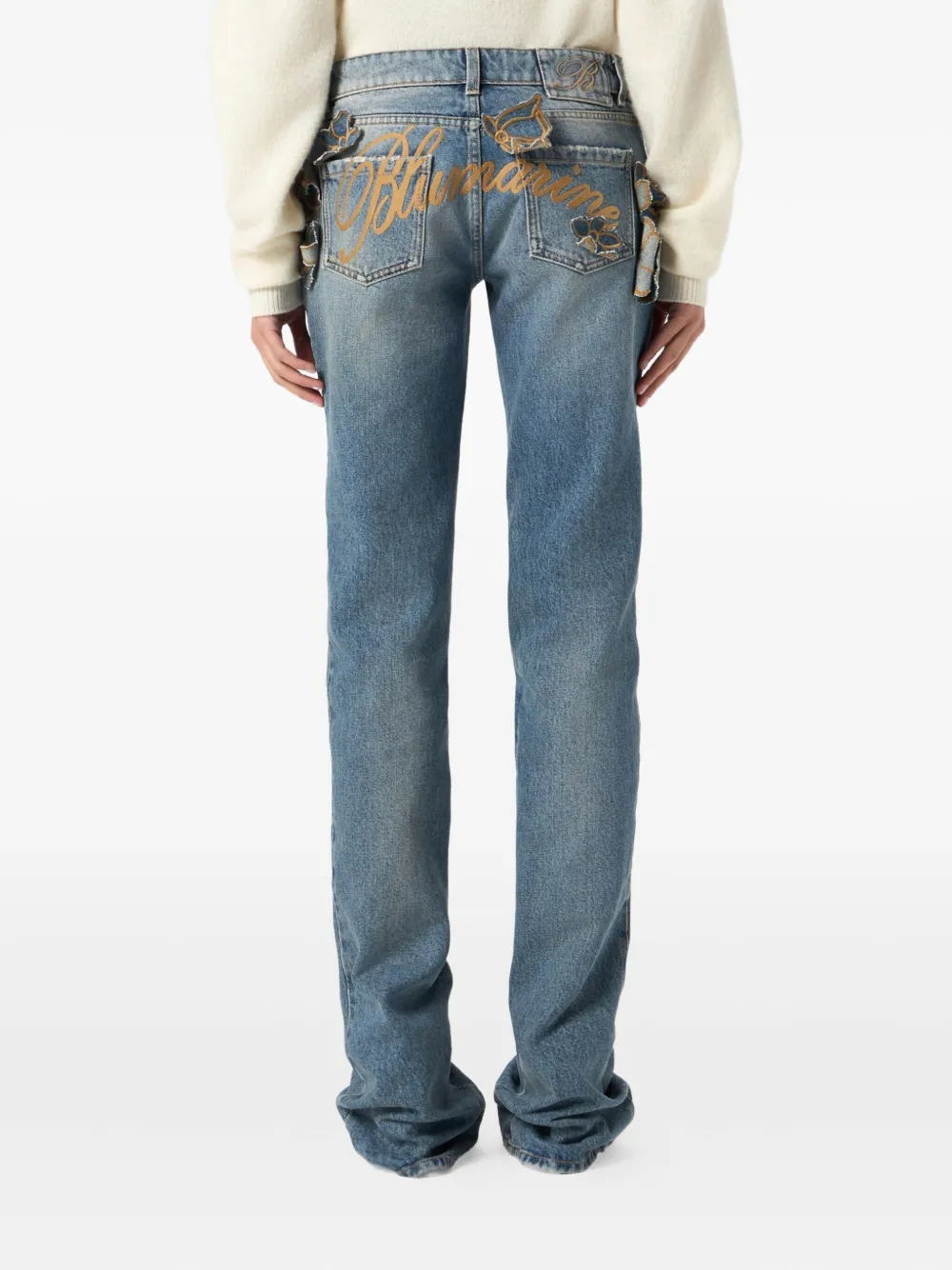 Blumarine Embroidered Flared Jeans In Blue