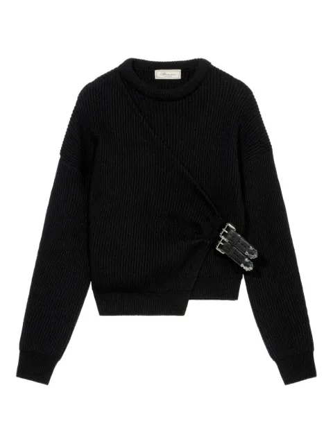 Blumarine ribbed buckle-fastening sweater