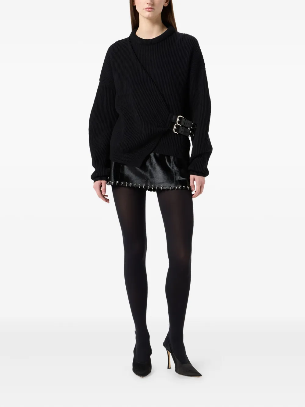 Blumarine ribbed buckle-fastening sweater | Knitted Sweaters | Image 2