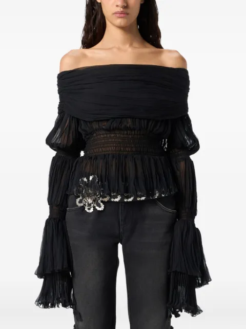 Blumarine pleated off-shoulder top