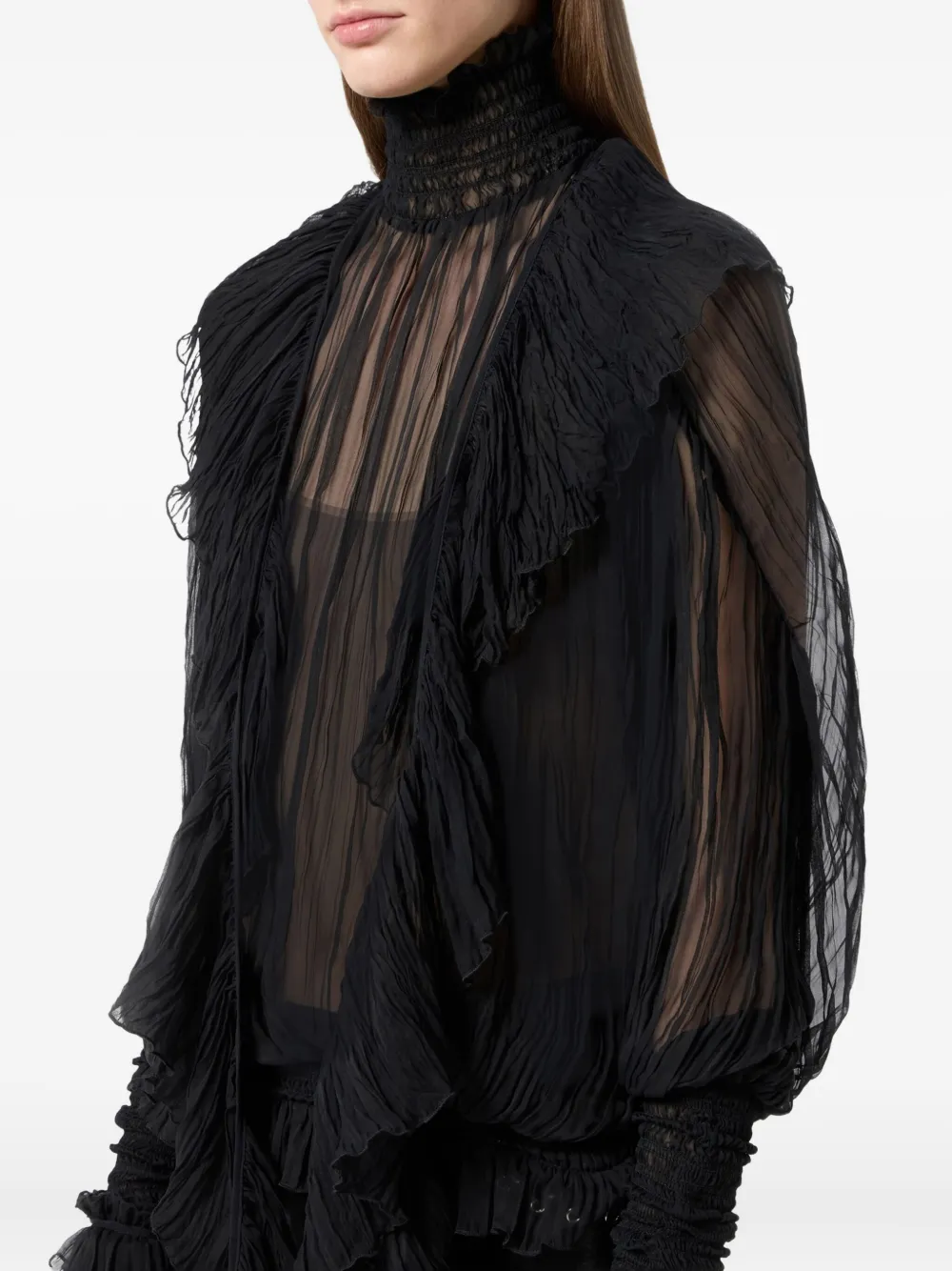 Blumarine High-neck Lace Blouse In Black