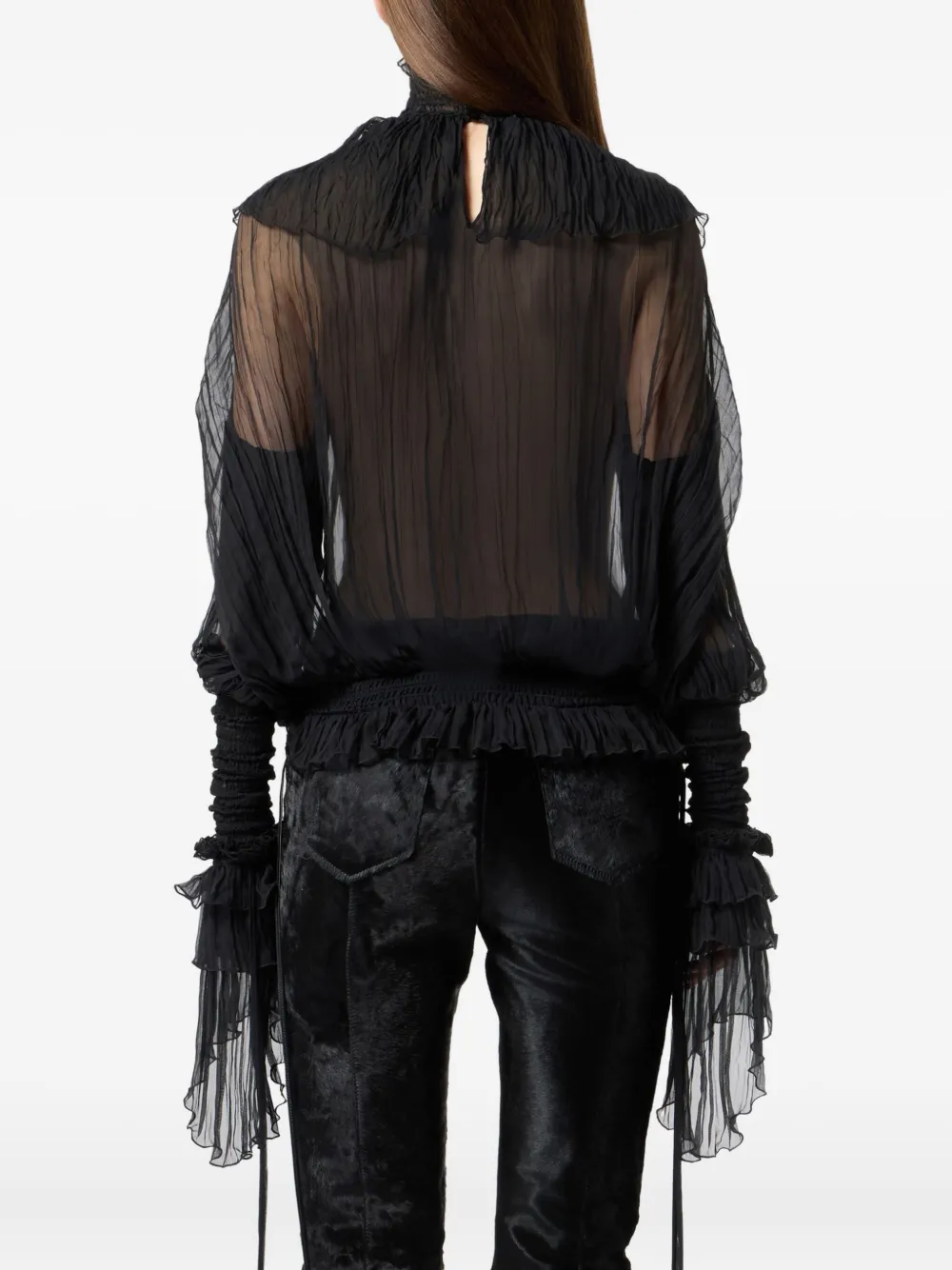 Blumarine High-neck Lace Blouse In Black