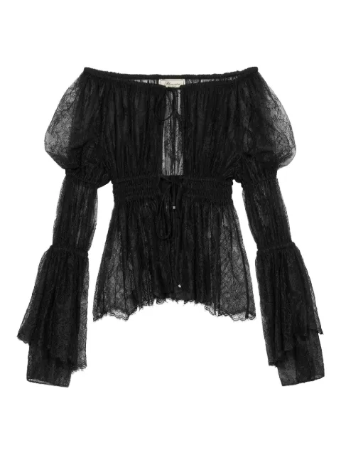 Blumarine lace-trimmed bell-sleeve top