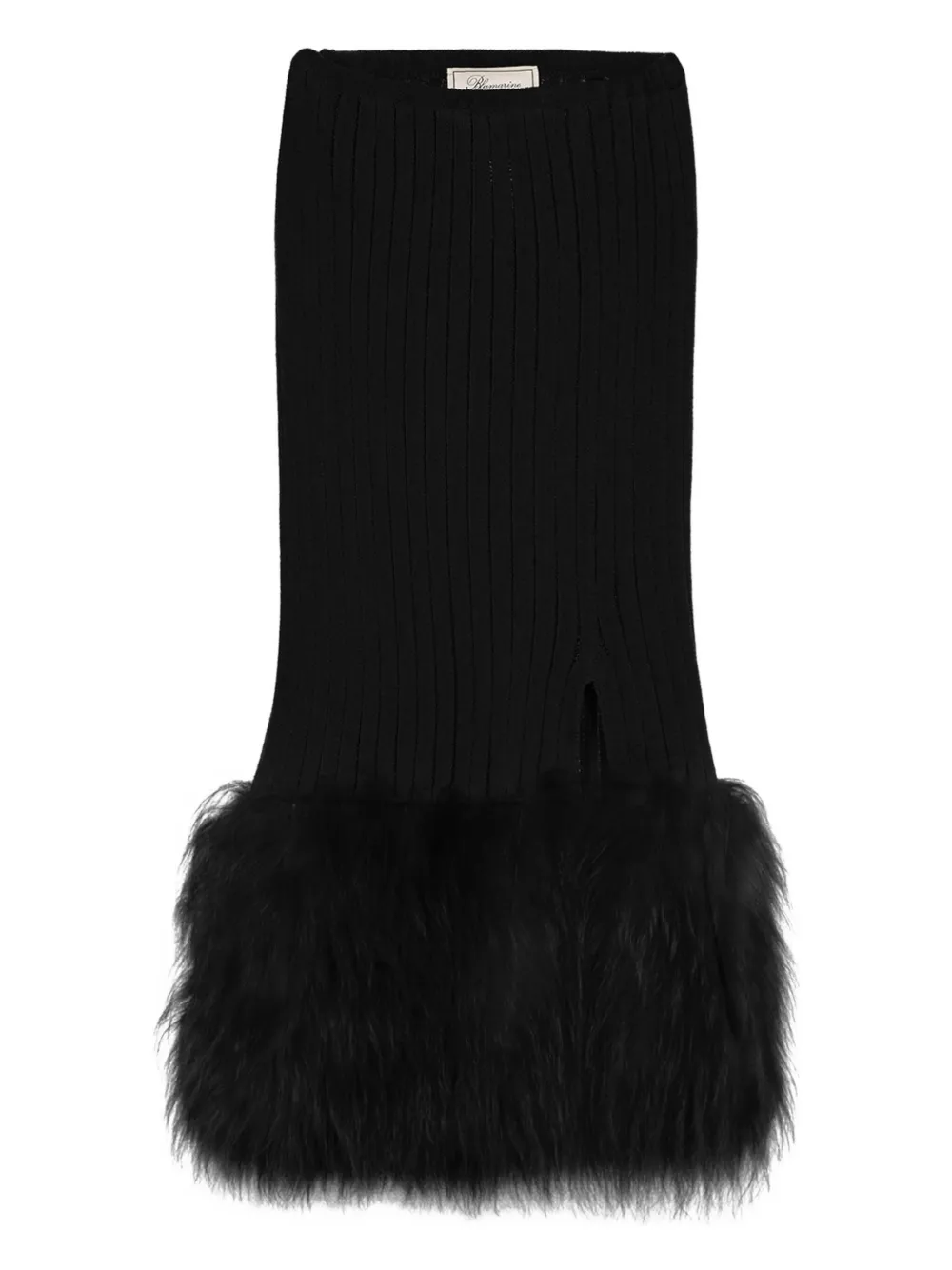 Blumarine ribbed fur-trimmed midi skirt | Black | Image 1