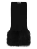 Blumarine ribbed fur-trimmed midi skirt - Black