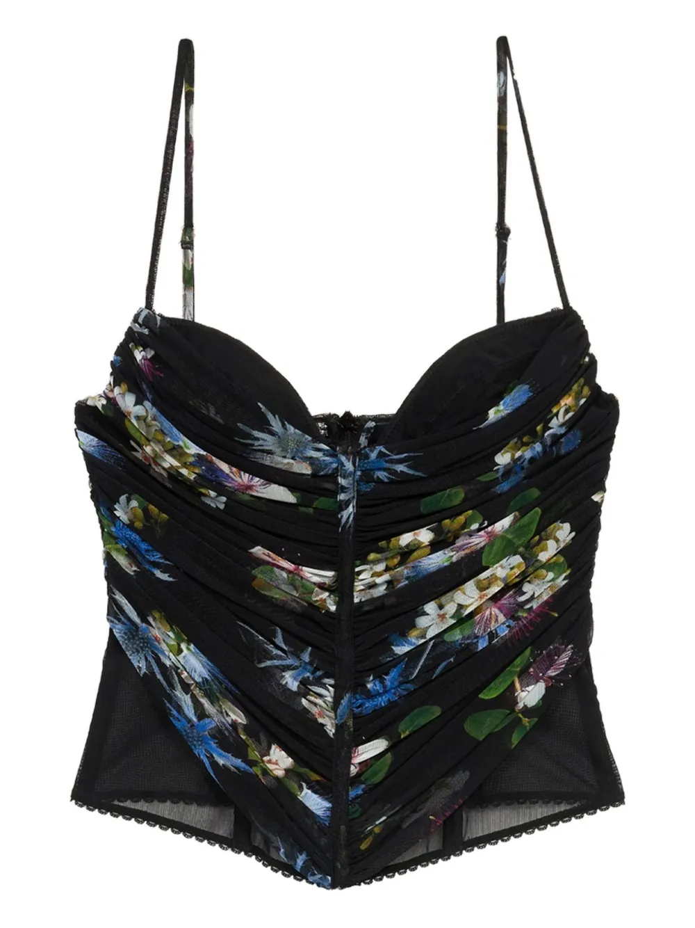 Blumarine floral-print ruched top - ブラック Blumarine floral-print ruched top - ブラック