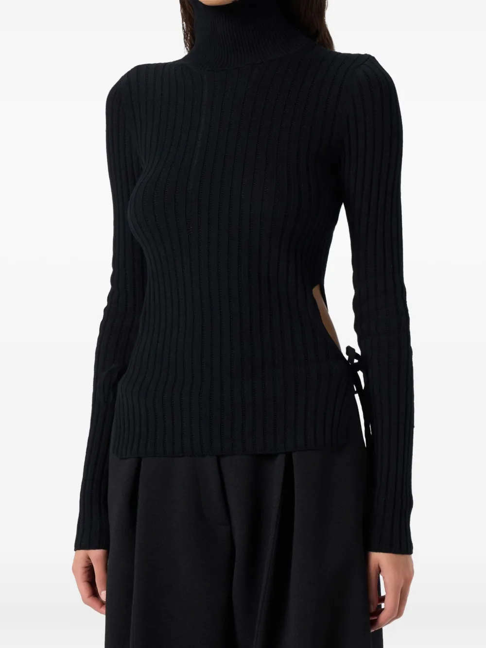 Blumarine Turtleneck Cut-out Top In Black