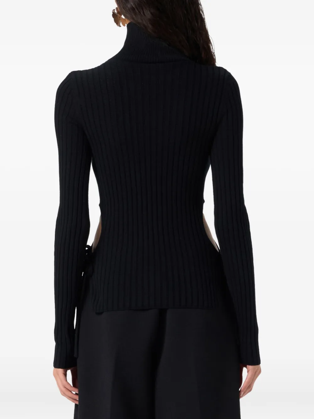 Blumarine Turtleneck Cut-out Top In Black