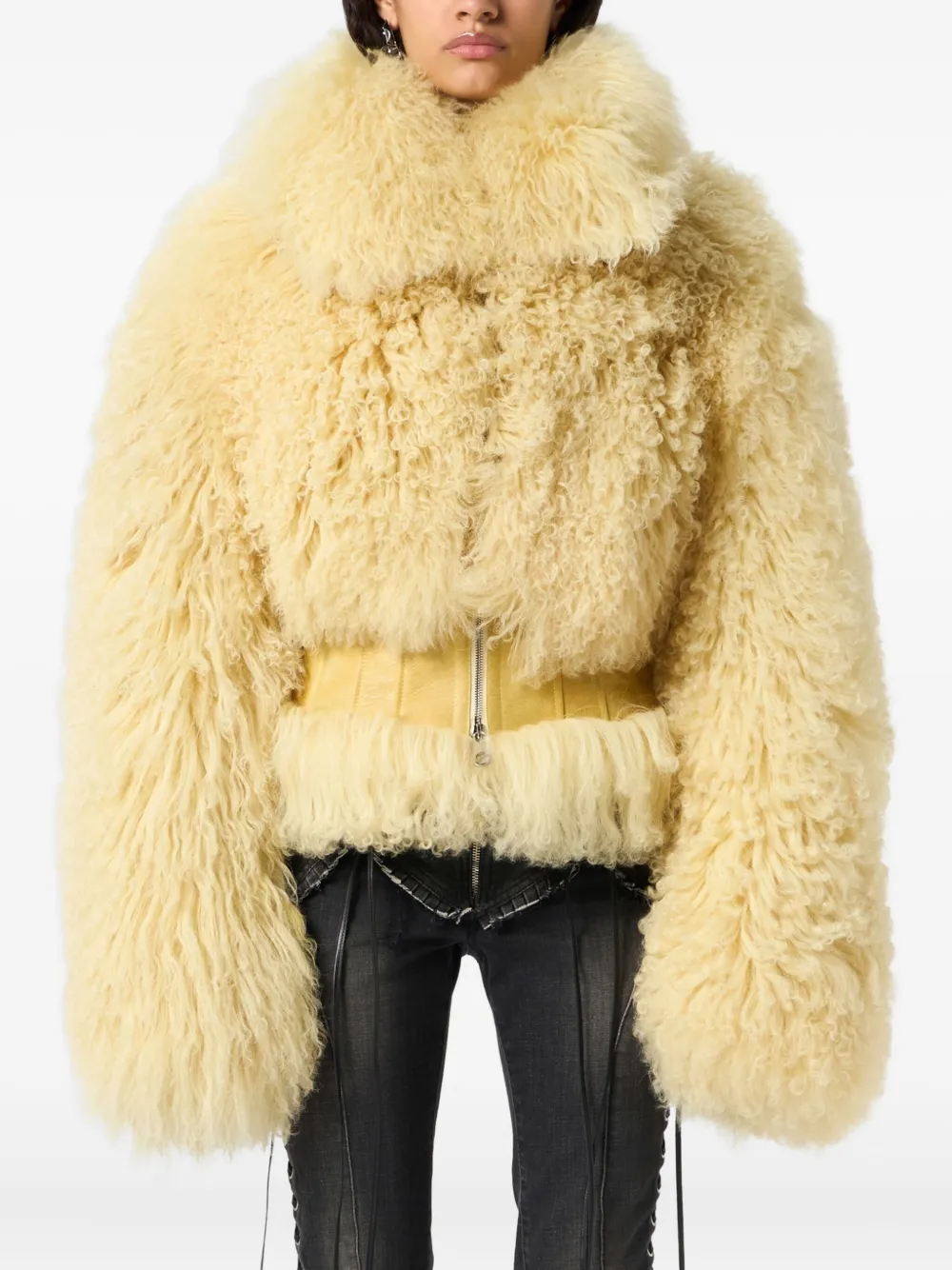Blumarine High-neck Jacket In Yellow