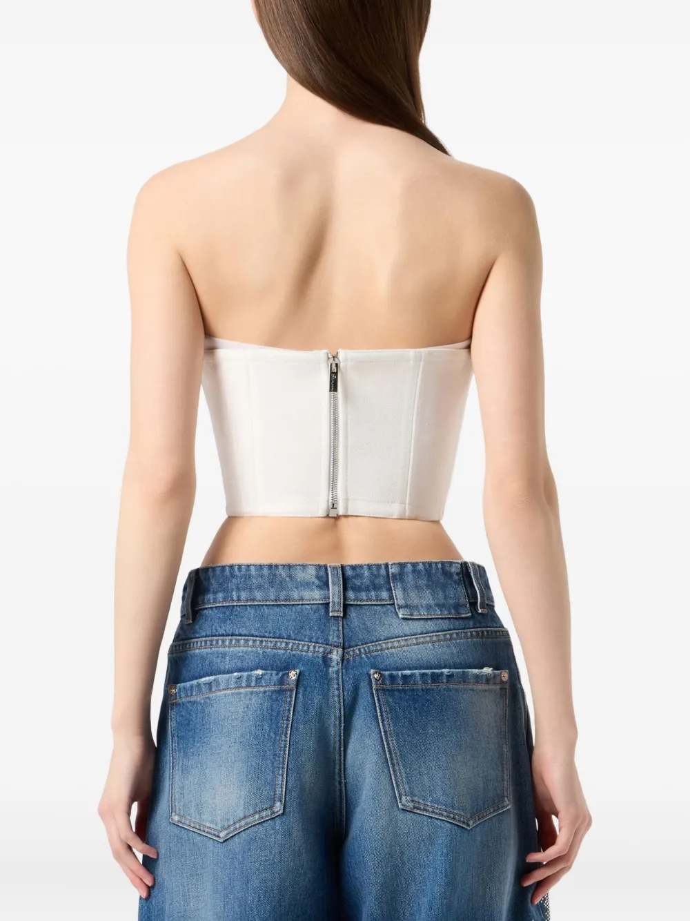 Blumarine Strapless Corset Top In White