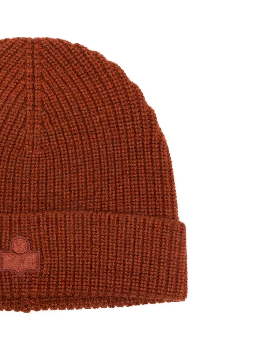 Isabel Marant Ribbed Logo Beanie In Brown