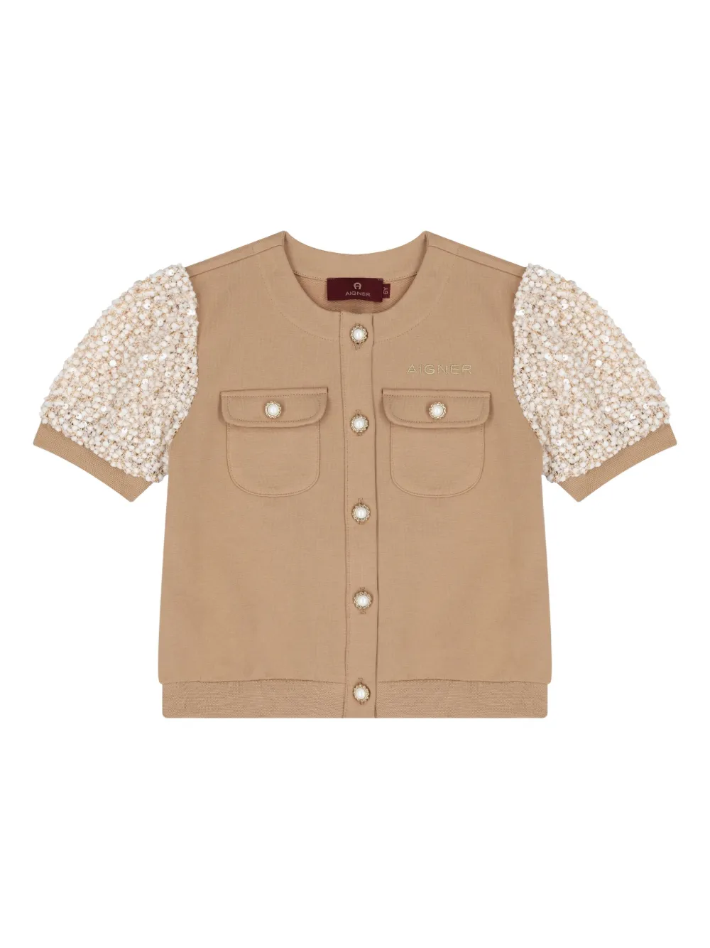 Aigner Kids' Embellished Short-sleeves Blouse In Multi