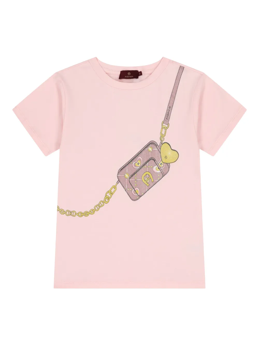 Aigner Kids bag-print T-shirt | Pink | Image 1