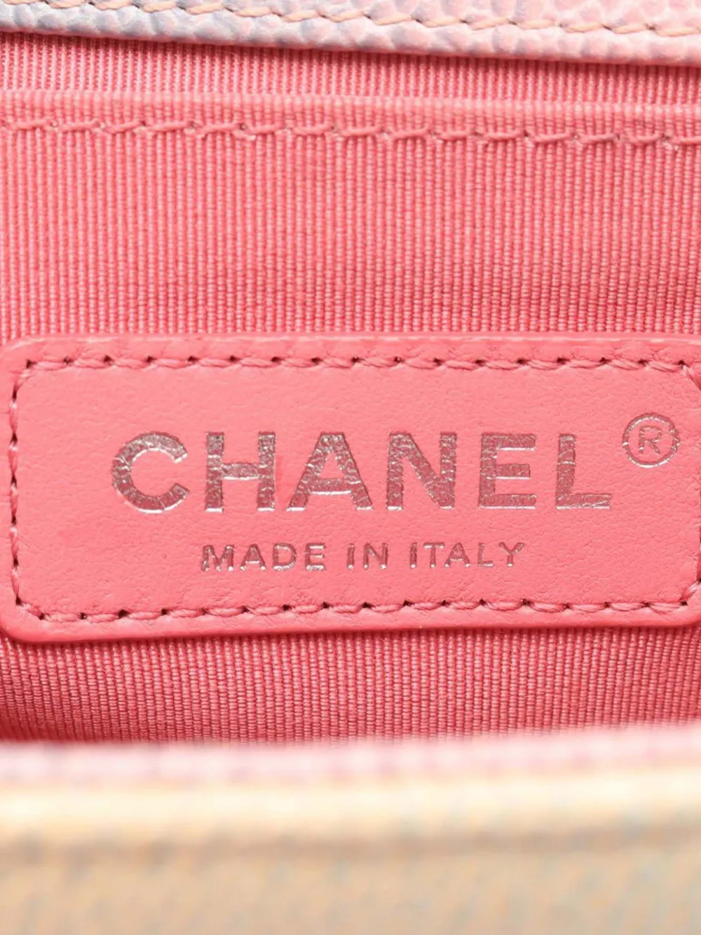 Pre-owned Chanel 2018 Old Medium Quilted Caviar Rainbow Boy Flap Crossbody Bag In Pink