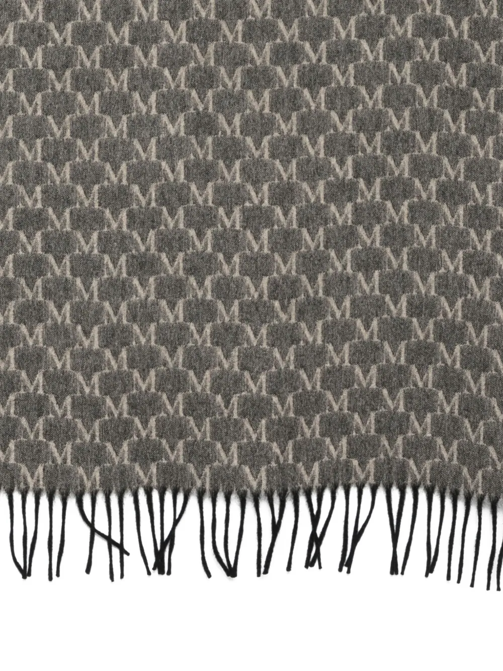 Max Mara Monogram-pattern Fringed Scarf In Black