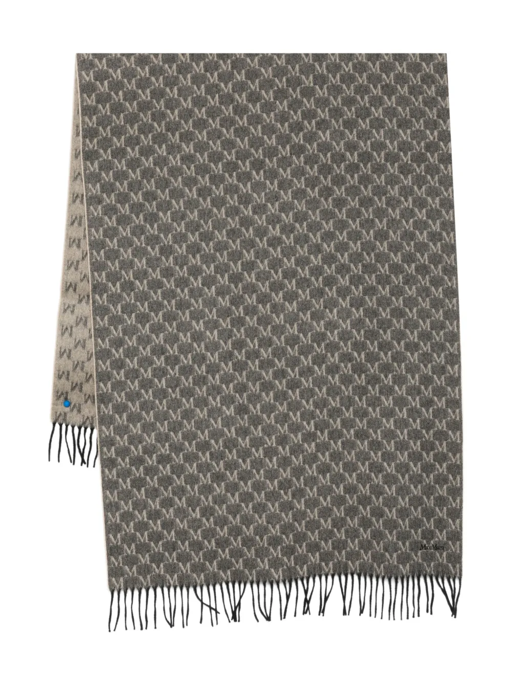 Max Mara Monogram-pattern Fringed Scarf In Black