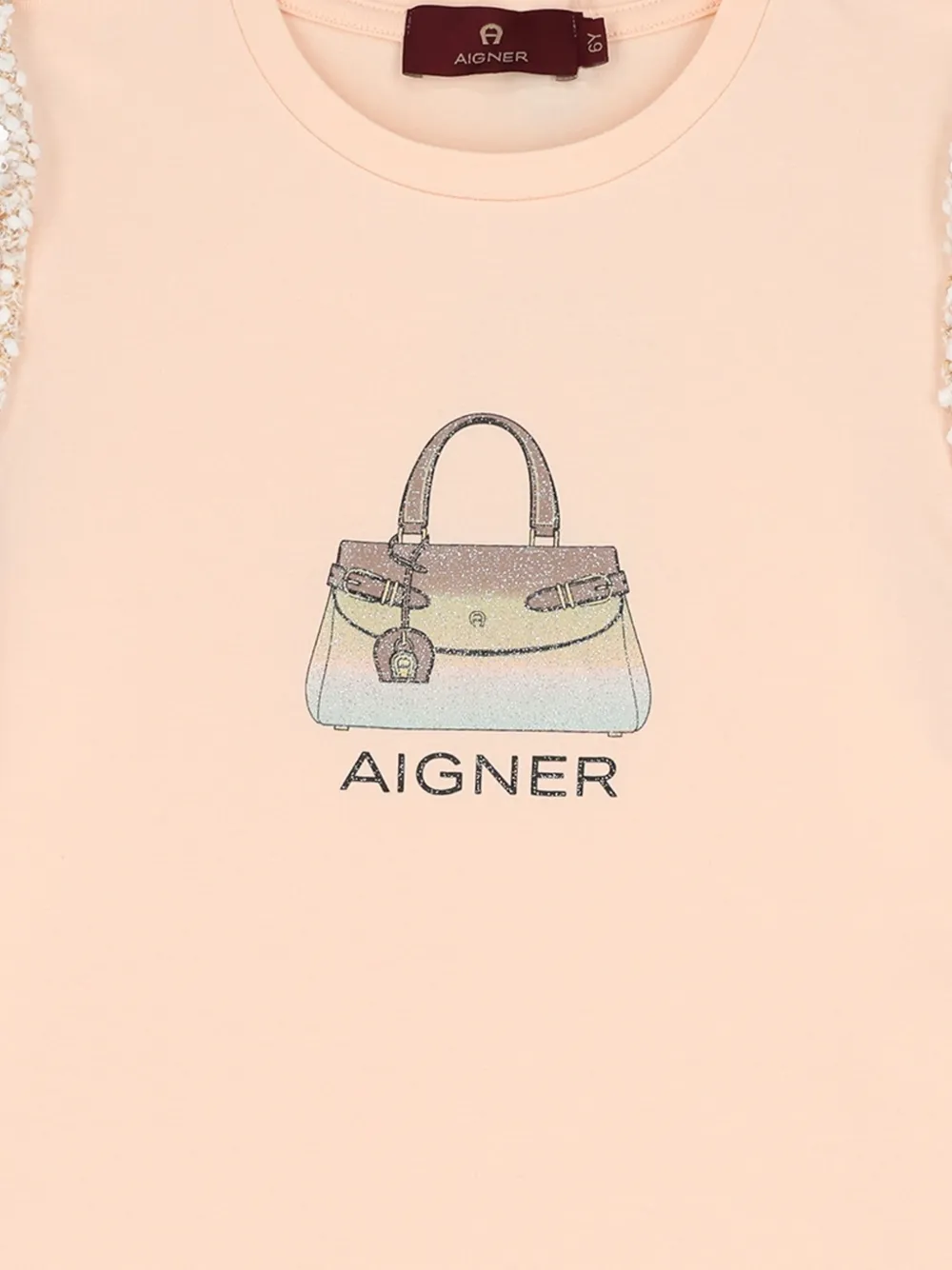 Aigner Kids Jurk verfraaid met pailletten en logo Beige