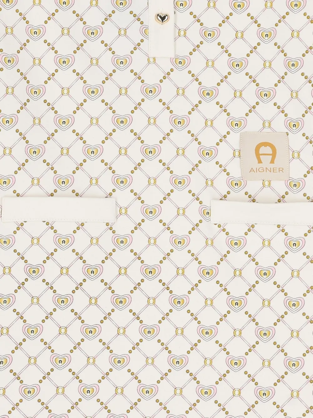 Aigner Kids Jurk met polokraag en hartvormig logo Wit