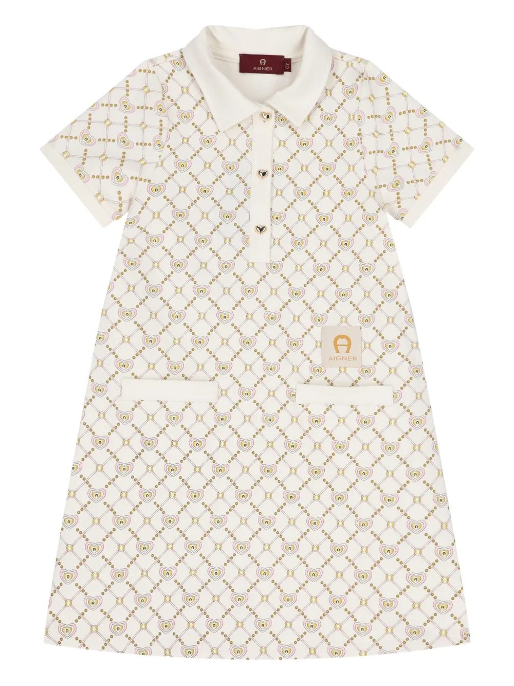 Aigner Kids logo heart polo-collar casual dress | White | Image 1