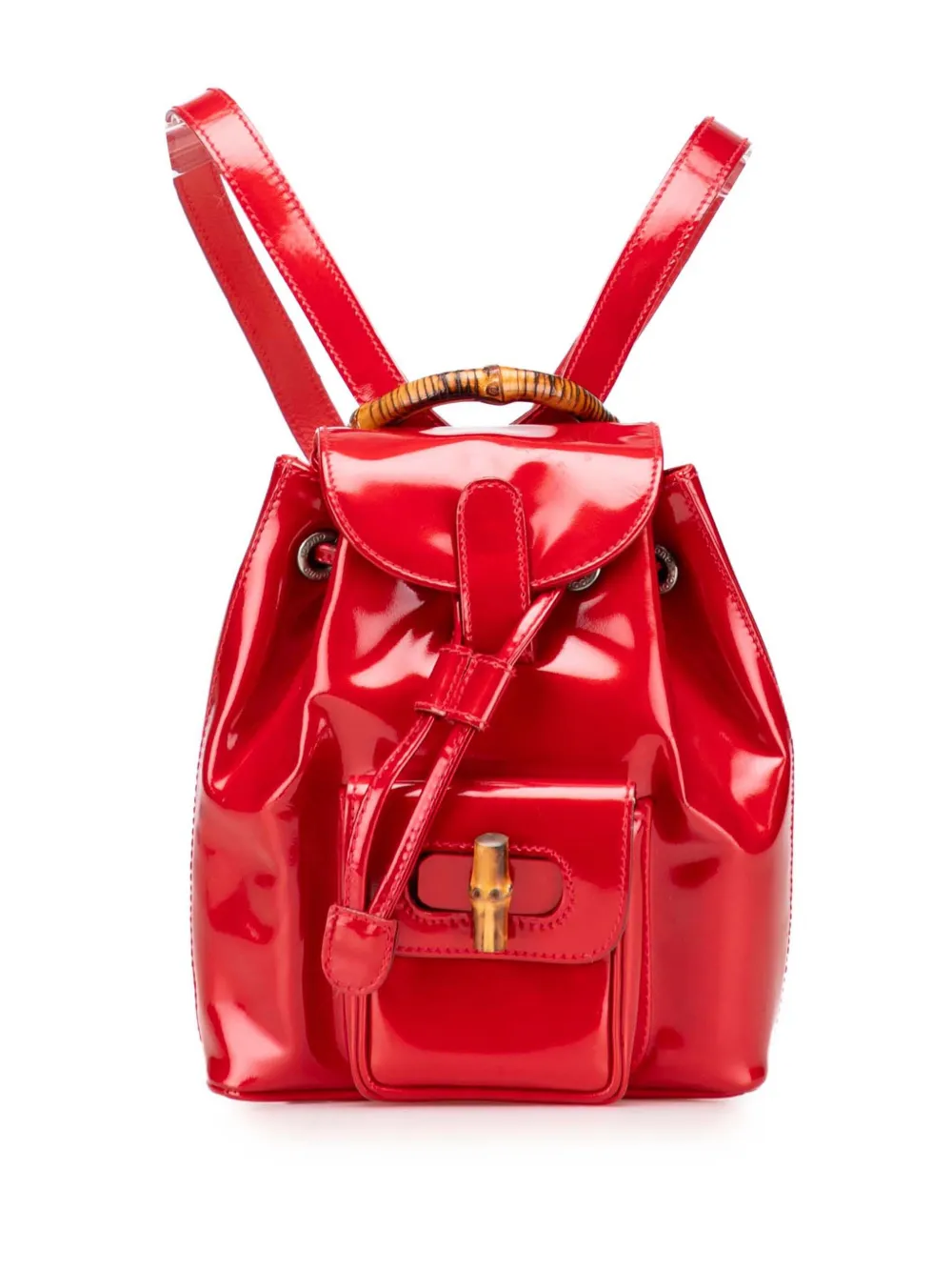 Gucci Pre-Owned 20th Century Mini Patent Bamboo Drawstring backpack - Gucci Pre-Owned 20th Century Mini Patent Bamboo Drawstring backpack -