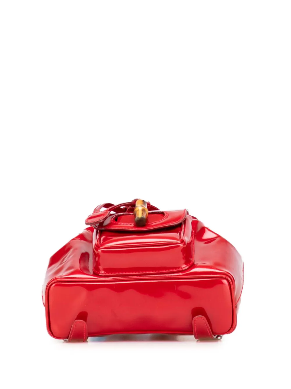 Pre-owned Gucci 20th Century Mini Patent Bamboo Drawstring Backpack In Red