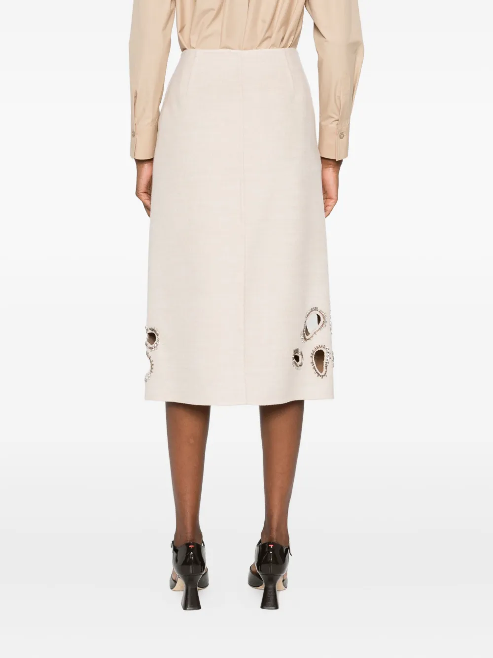 Fabiana Filippi Verfraaide midi-rok met uitgesneden details Beige