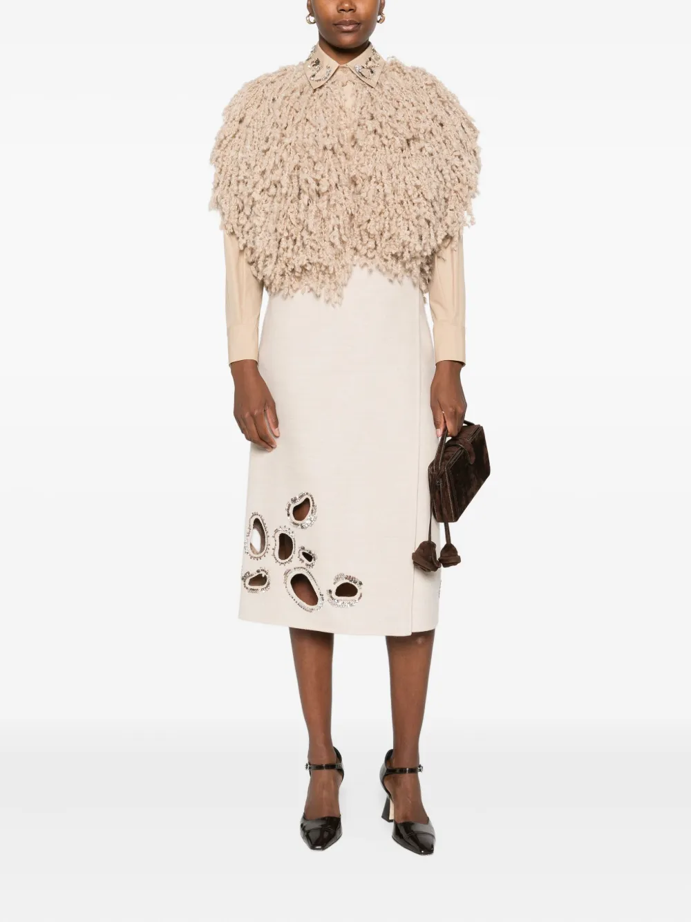 Fabiana Filippi embellished cut-out midi skirt - Beige