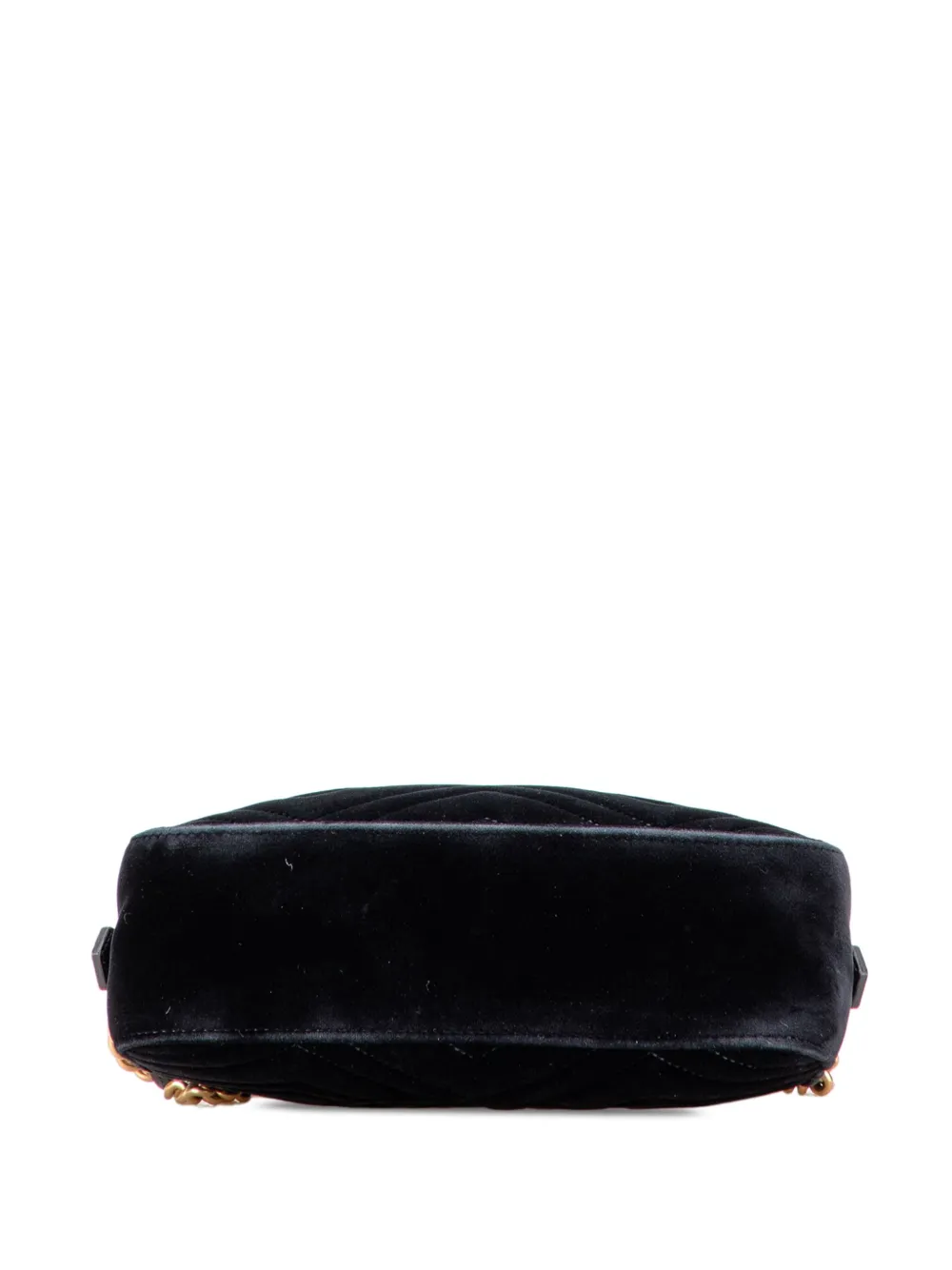 Pre-owned Gucci 2016-2025 Small Gg Marmont Matelasse Velvet Crossbody Bag In Black