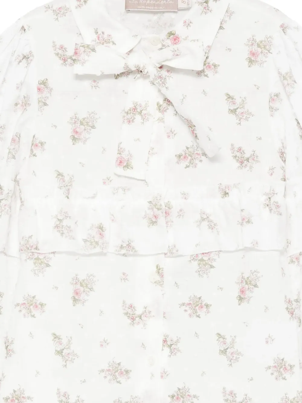 La Stupenderia Floral-print Ruffled Blouse In White