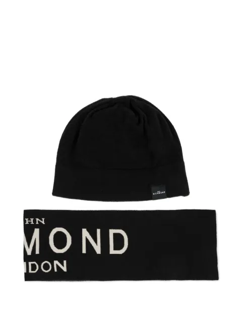 John Richmond Junior logo-knit beanie set