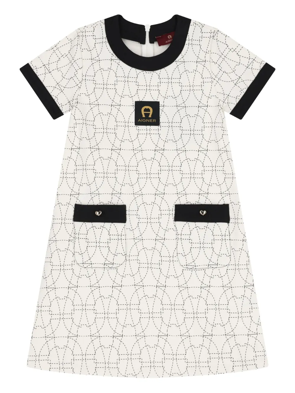 Aigner Kids logo-pattern short-sleeved casual dress | White | Image 1
