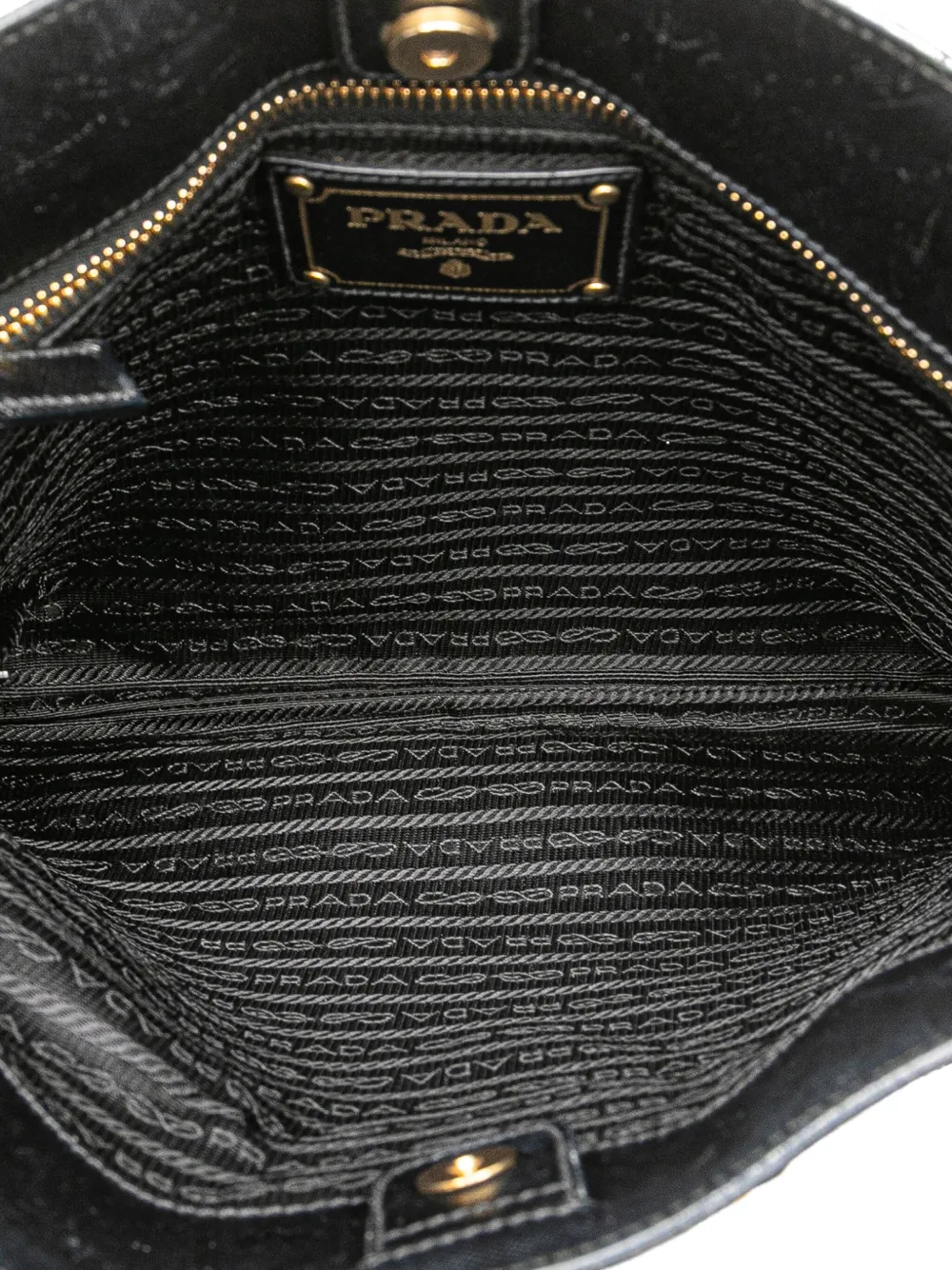 Pre-owned Prada 2013-2025 Saffiano Trimmed Tessuto Snap Crossbody Bag In Black