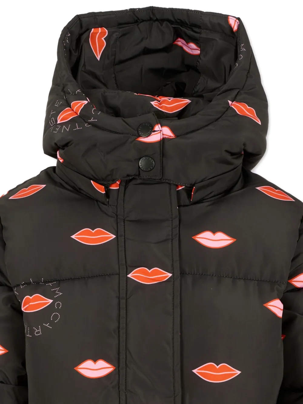 Stella Mccartney Lip-print Puffer Jacket In Black