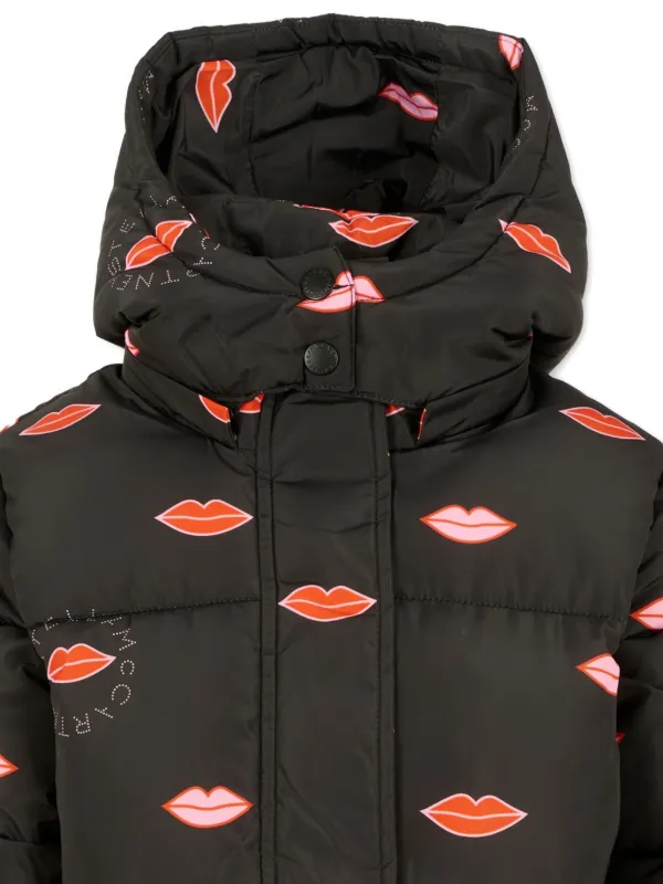 Stella McCartney Kids lip-print Puffer Jacket | Black | FARFETCH GE