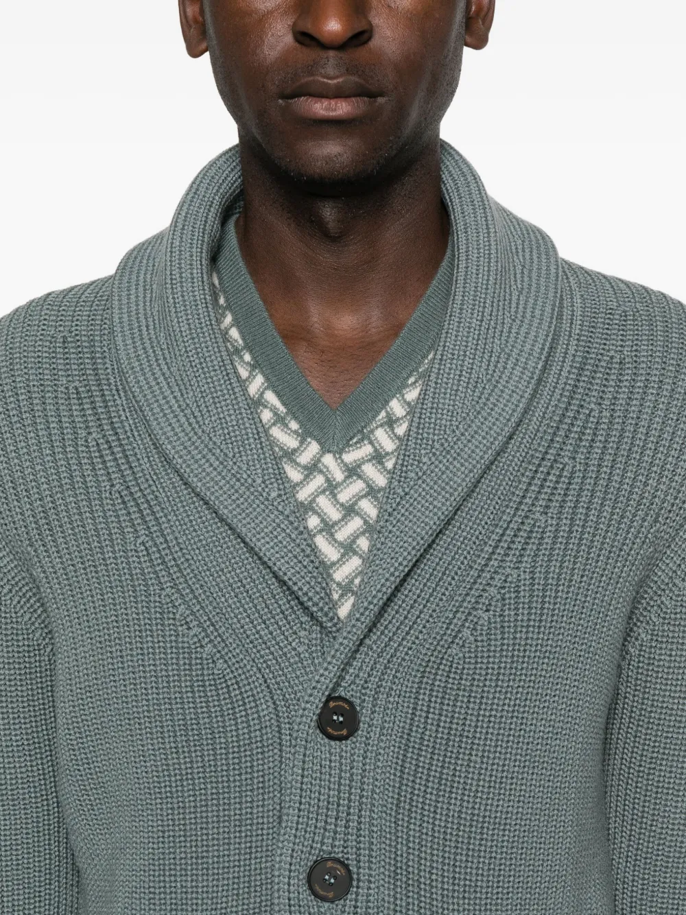 Drumohr Vest met sjaalkraag Groen